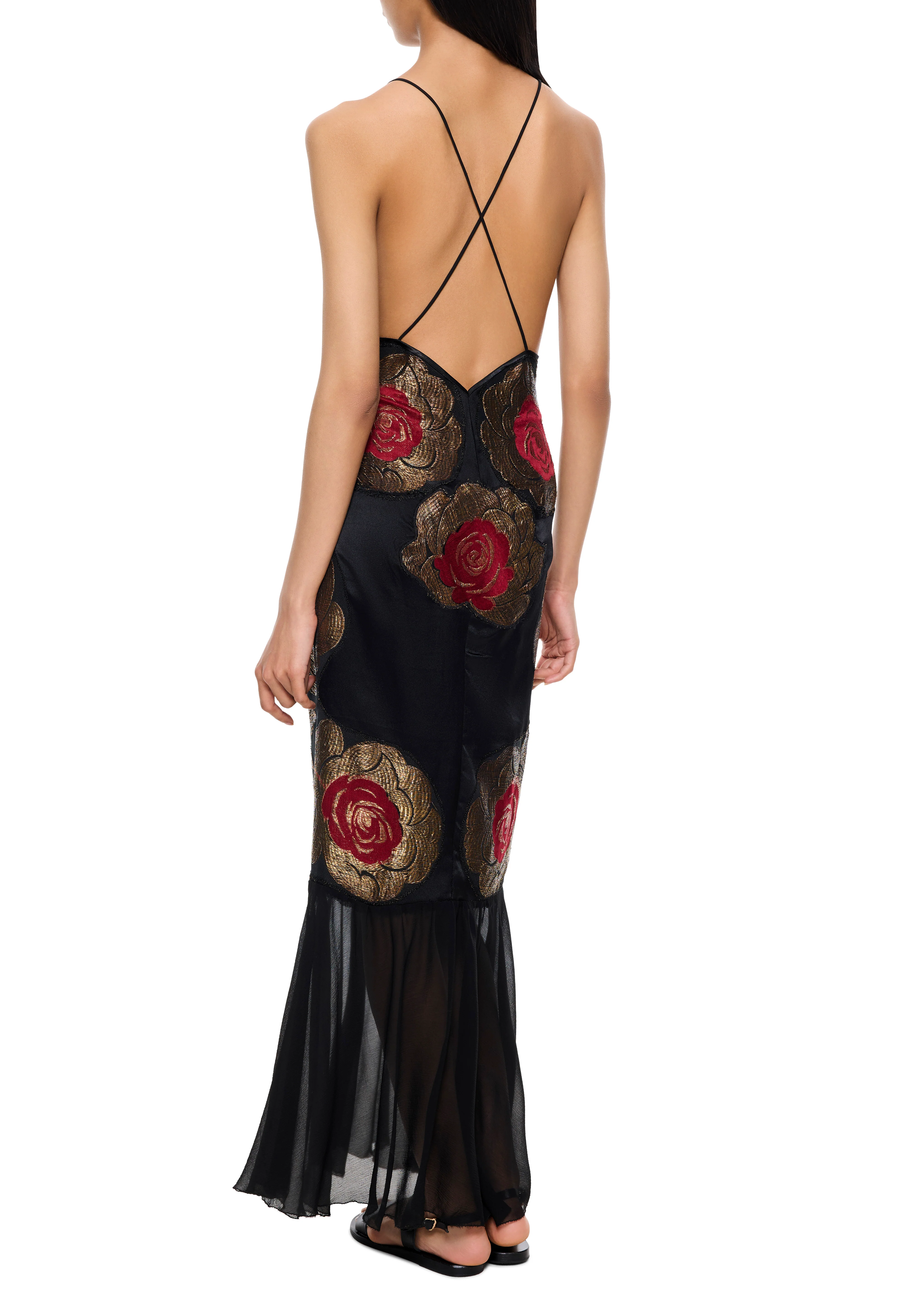 1920s Black and Red Lamé Dress - Image 3