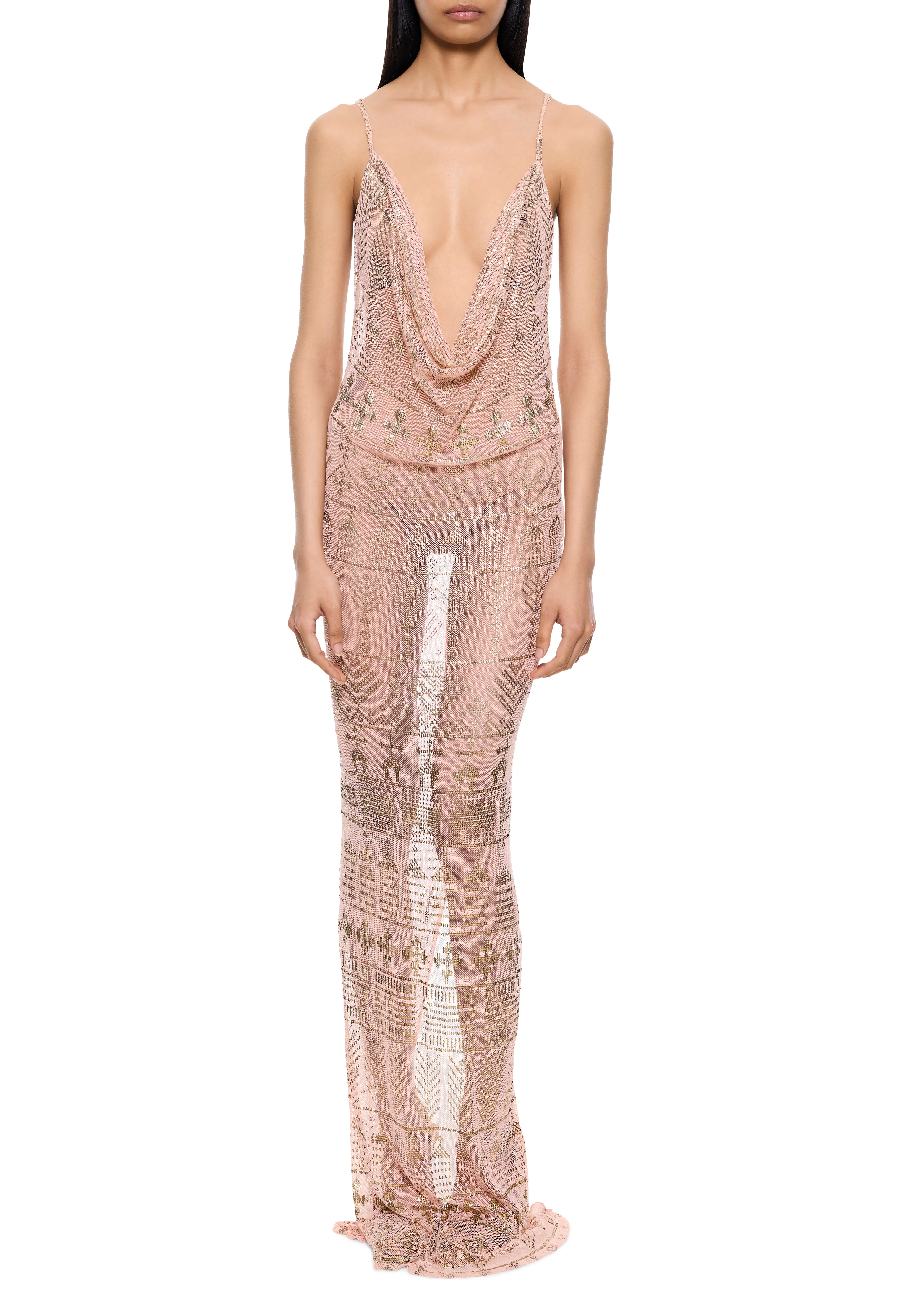 1920s Dusty Rose Egyptian Gown