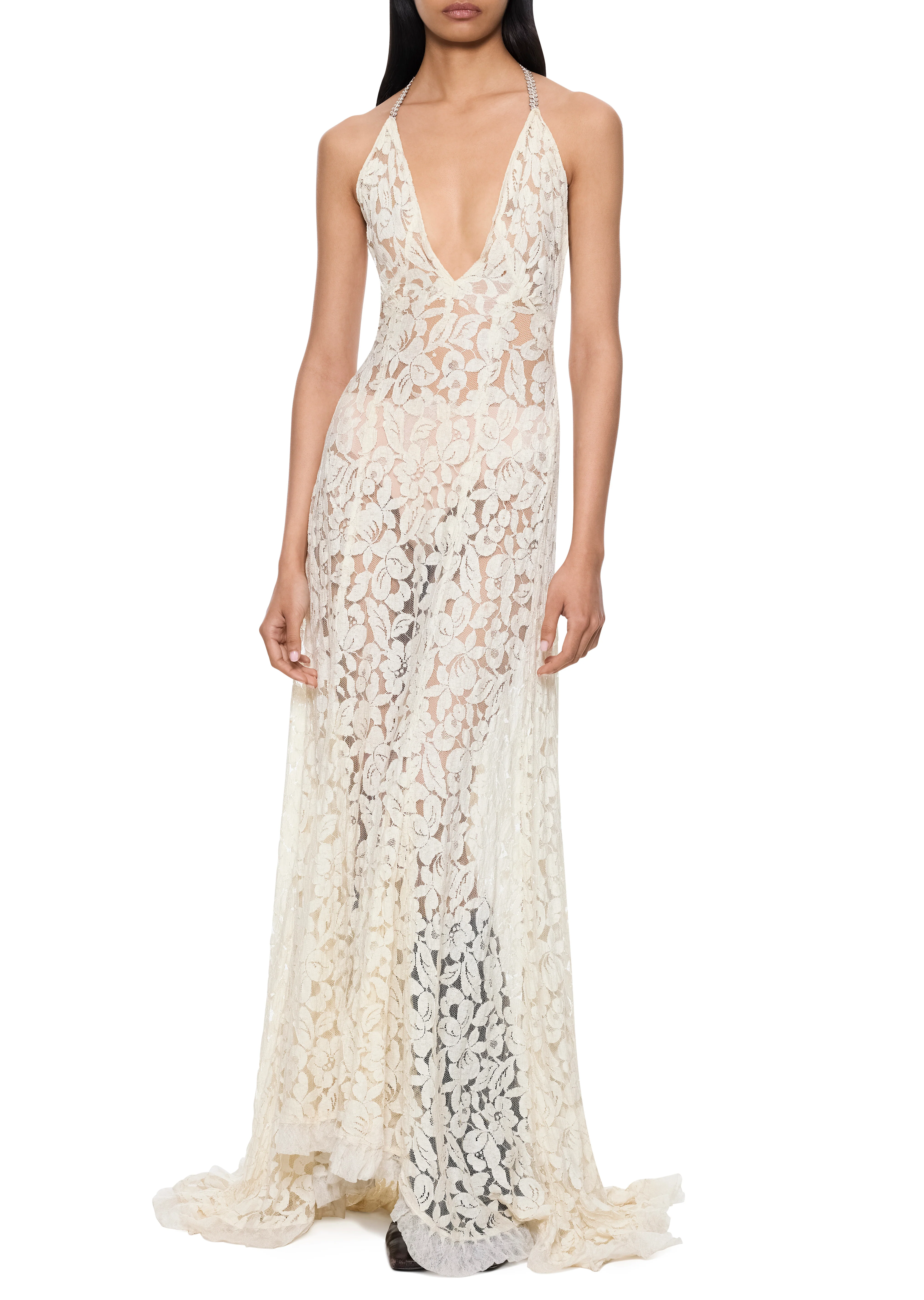 1930s Handmade Ivory Lace Gown