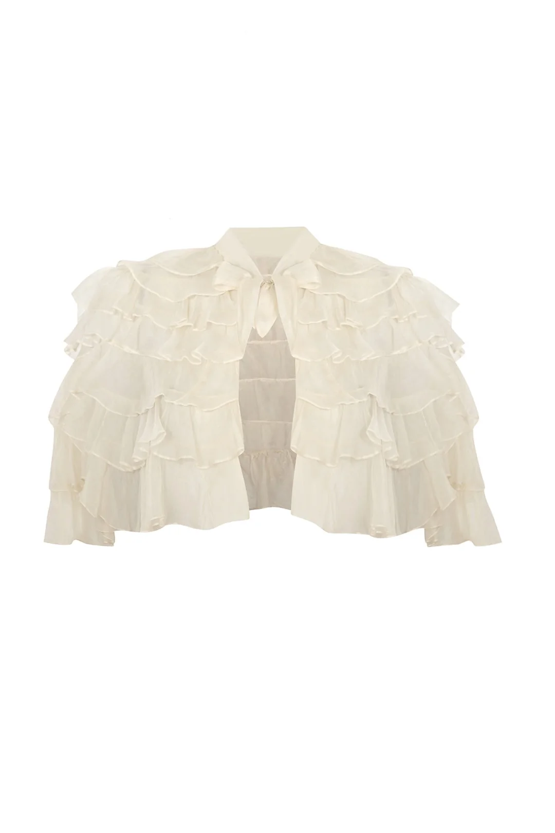 1930s Ivory Silk Midi Dress and Cape - Image 7