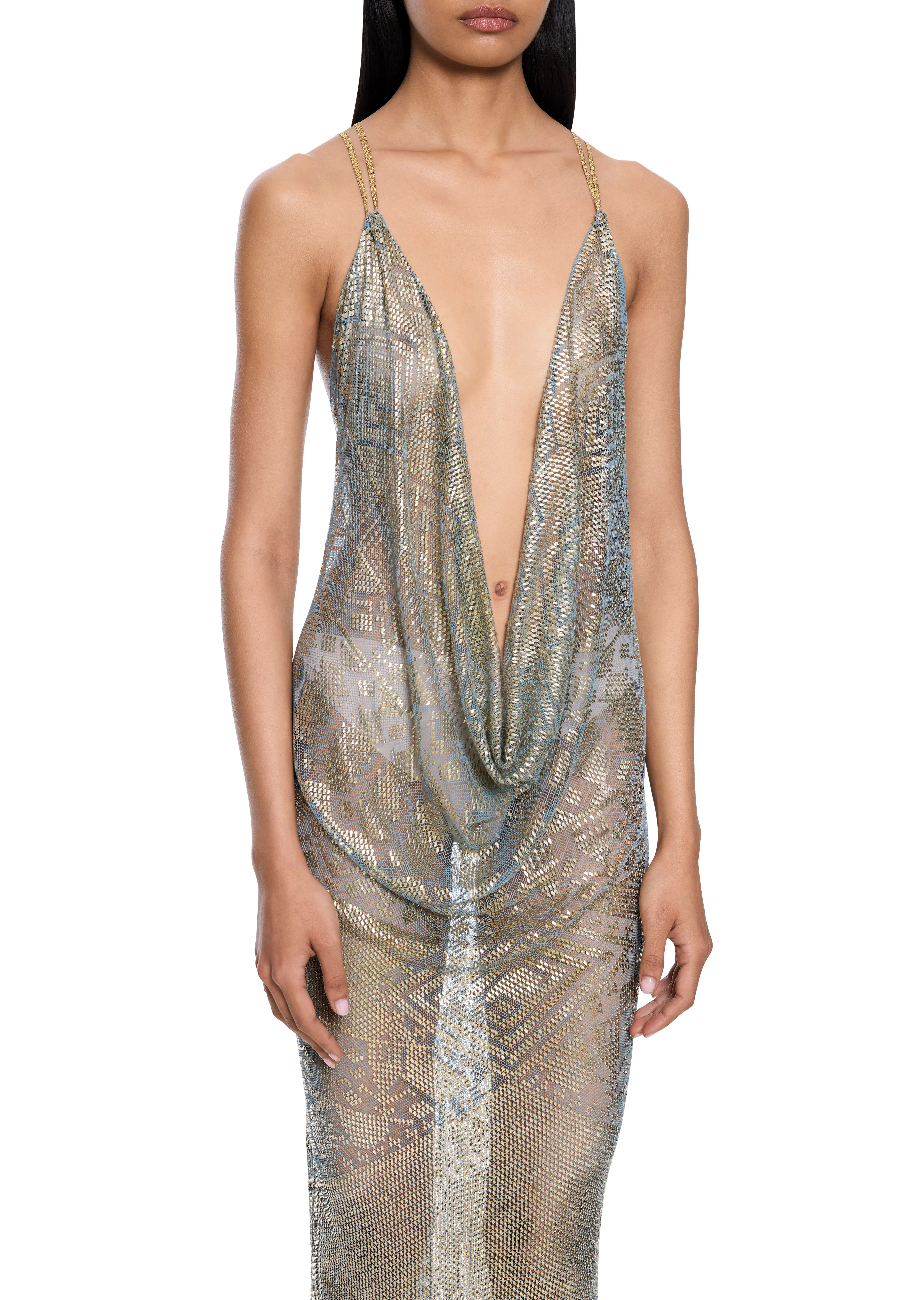 1920s Gold and Blue Egyptian Gown - Image 2