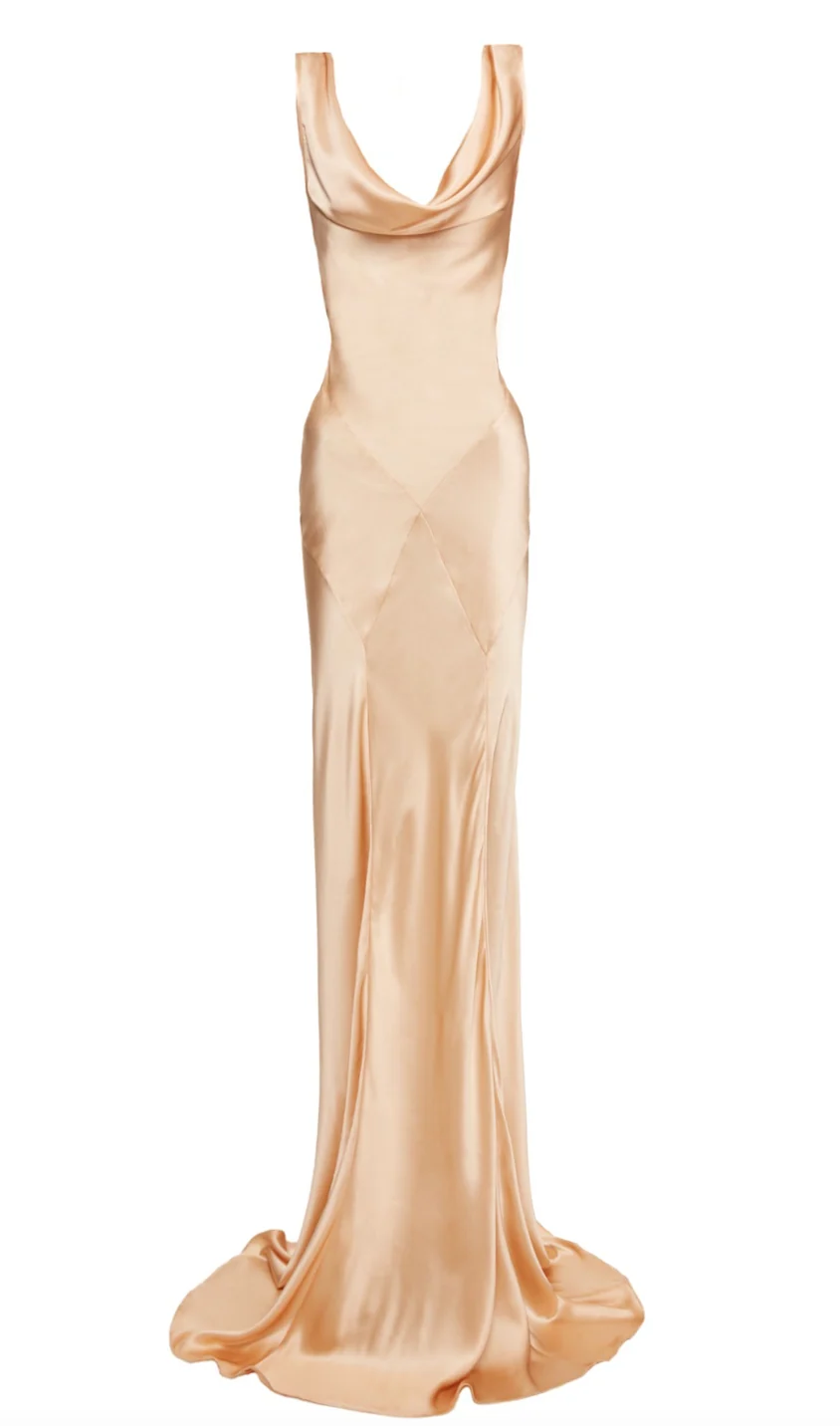 Florence Dress - Peach Silk - Image 8